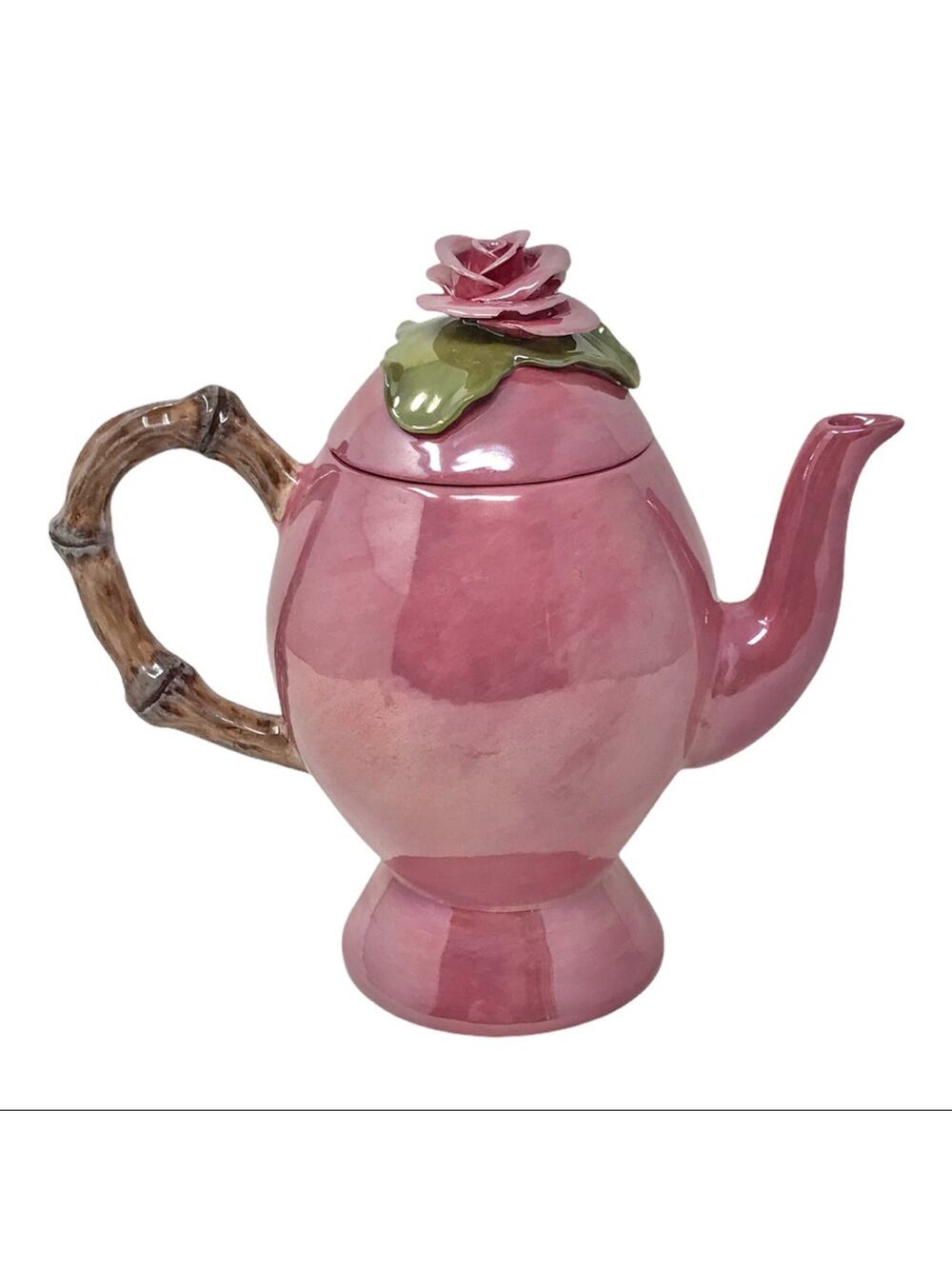 Vintage Iridescent Teapot Pink Rose Ceramic Magenta Inc.